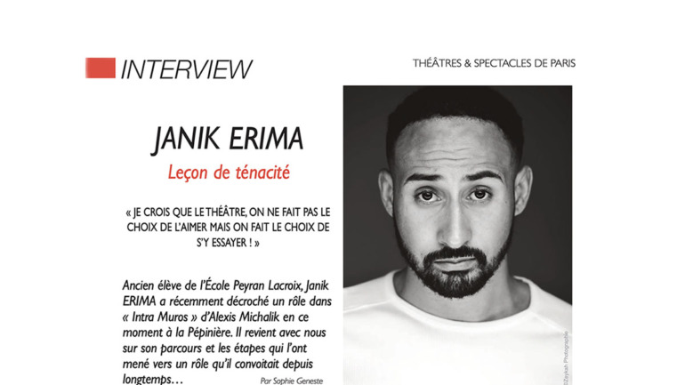 Janik Erima dans Théâtres et Spectacles de Paris n°27